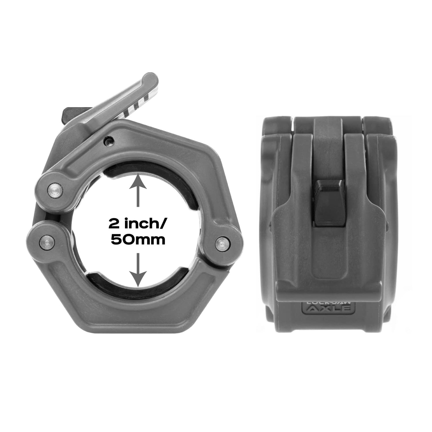 Lock-Jaw PRO 2 AXLE Barbell Collars (Black) Barbell Clamps - 1 Pair Heavy Duty Bar Clamps for 1.9" Specialty Olympic Bars – Secure Weight Bar Clamps for Strength Training & Gym Accessories