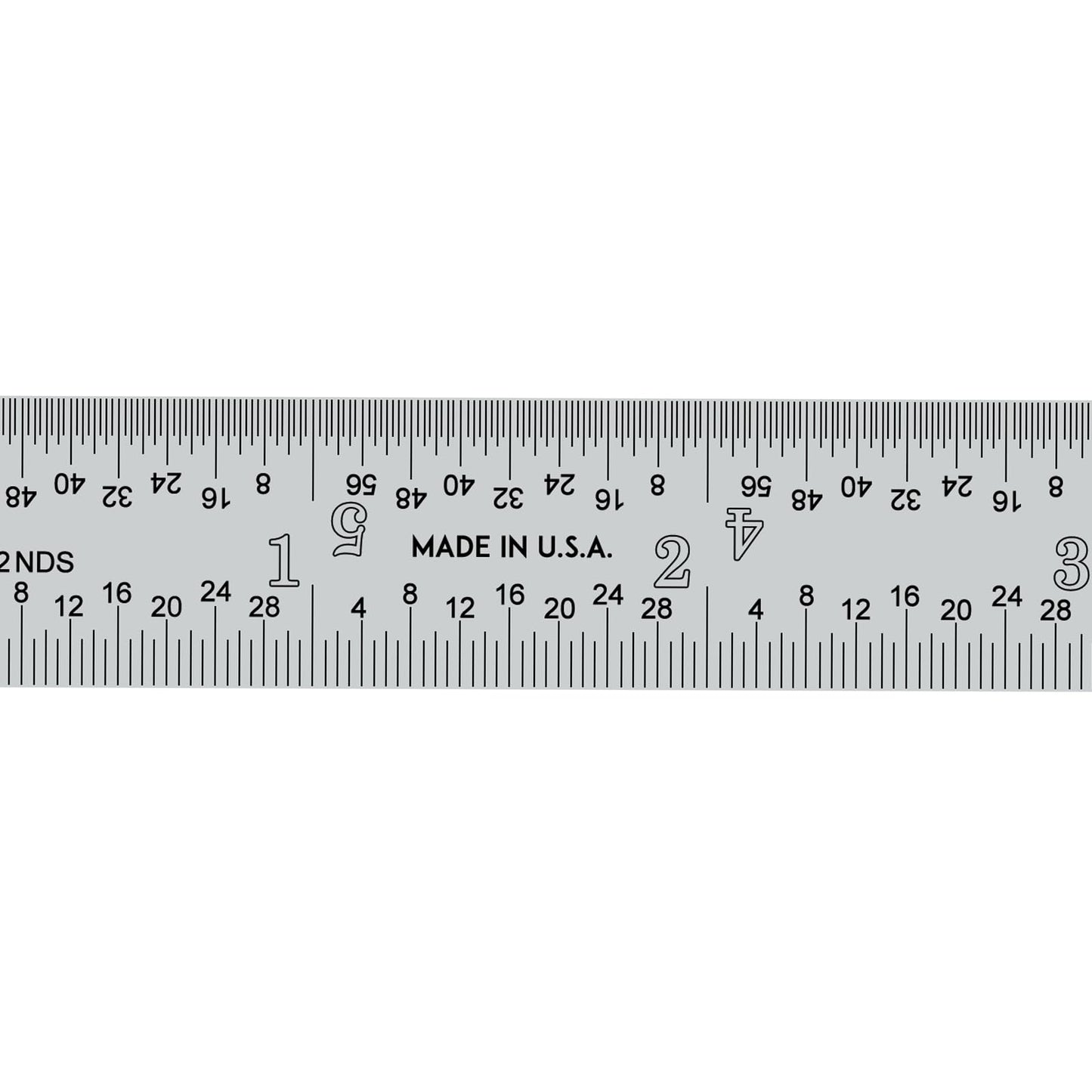 PEC Tools 6“ Rigid Steel Ruler, Precision Stainless Steel Ruler, 1/32” and 1/64" Graduations on Front, Decimal Equivalent Chart on Back. Made in USA.