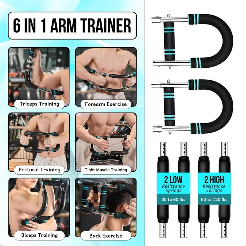 Darcielo Twister Arm Trainer for Men 30-120lb, 4-Springs Arm Twister Exerciser, Arm Trainer Chest Workout Flex Bar - Chest Trainer for Men - Arm Workout Equipment , Arm & Chest Muscle Trainer (Blue)
