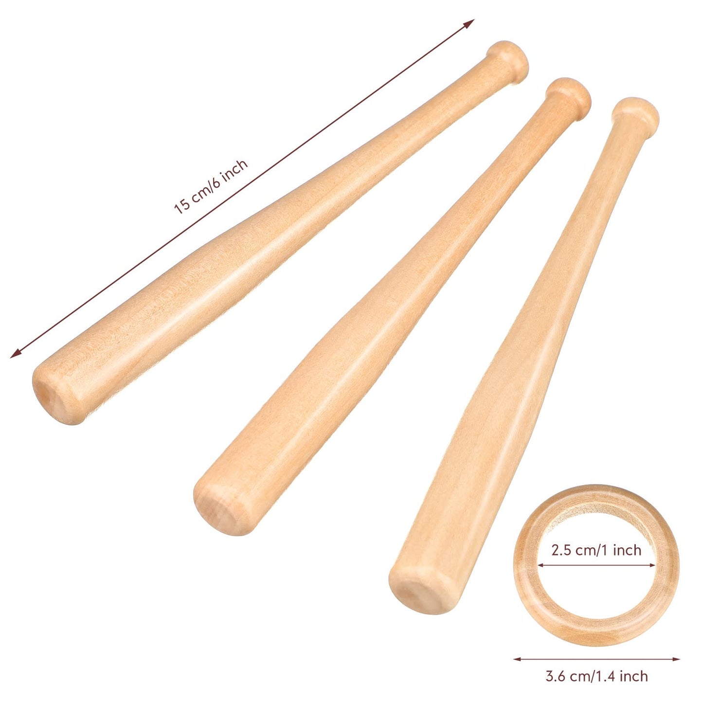 Mudder Baseball Display Stand Holders Bat Racks Wooden Balls Display Cases Bulk Baseball Centerpieces for Sports Theme Birthday Party Decorations Sports Lover Gifts(Light Brown,3 Pack)