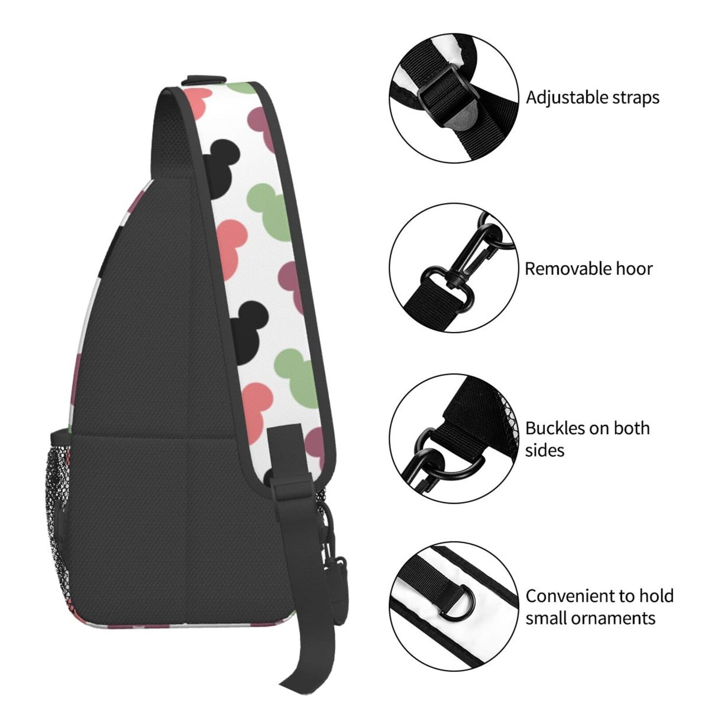 Women Sling Bag Unisex Crossbody Backpack Chest Bags Cartoon Print Sling Bags Shoulder Bag for Women Men Gym Sports Hiking Cycling Travel Casual Daypacks