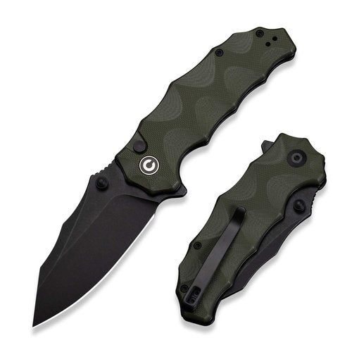 CIVIVI Natterjack Pocket Folding Knife, 3.19" 14C28N Blade G10 Handle with Reversible Clip, Thumb Stud & Flipper Opener Knife for Camping Hiking EDC C24028-1 (OD Green)