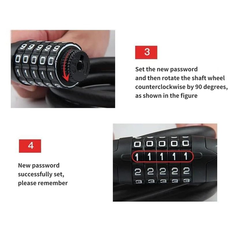 CFIKTE Bike Lock: 5 Digit Combination High Security Anti Theft Bike Chain Lock,Heavy Duty Resettable Keyless Bicycle Lock for Bike, Motorcycle, Scooter, Door & Gate (Chain Length: 120cm (47.24 inch))