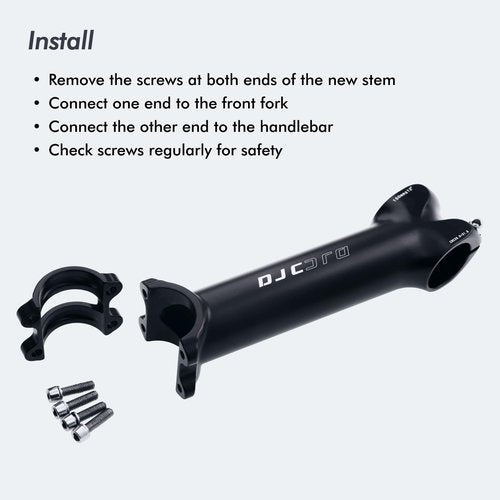 DJC Bike Stem 150mm Extra Length 12 Degree 31.8mm Clamp 1-1/8" 28.6mm Fork, Extended Bike Stem for Road Bike, Mountain Bike, Gravel, Hybrid, E-Bikes
