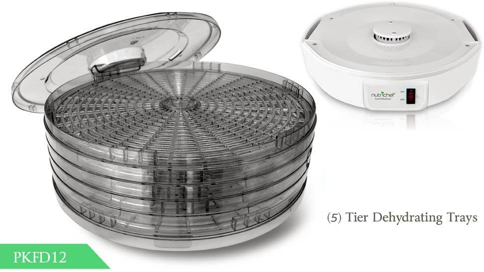 NutriChef Electric Food Dehydrator - Multi-Tier High-Heat Circulation for Fruits, Vegetables & Jerky | 5 Stackable Trays