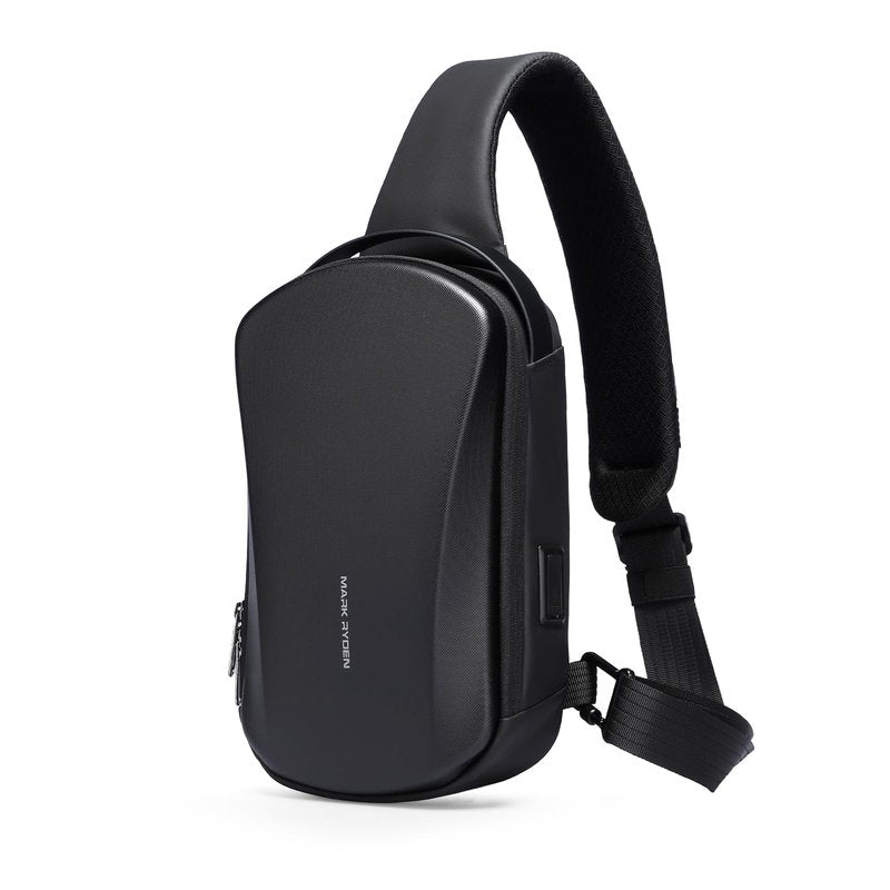 MS Mark Ryden Hard Shell Sling Backpack for Men, Water Resistant Crossbody Backpack with USB Charging Port, Chest Bag for Travel, Gym