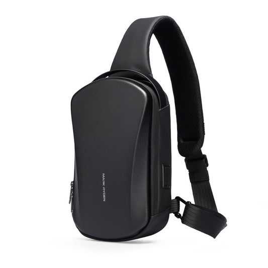 MS Mark Ryden Hard Shell Sling Backpack for Men, Water Resistant Crossbody Backpack with USB Charging Port, Chest Bag for Travel, Gym