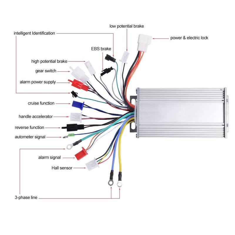 Ejoyous Brushless Speed Controller, 48V 500W Aluminium Alloy Motor Speed Brushless Controller Electric Sine Controller for Electric Scooter