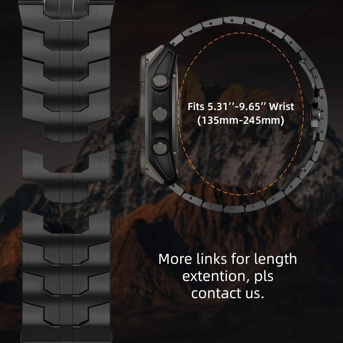22mm Mecha Steel Bands Compatible for Garmin Fenix 8 47mm/7/6/5 Band,Quick Fit Rugged Utra Metal Strap with Folding Clasp for Fenix 5 Plus/Epix Gen 2/Forerunner 965/Epix Pro 47mm/45mm Instinct 3/2 Men