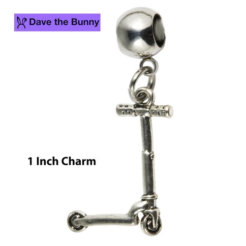 Dave The Bunny Scooter Necklace - Electric Scooter Stainless Steel Snake Chain, BMX Scooter Accessories with Metal Alloy Scooter Charm. Great Scooter Stuff for Scooter Lovers.