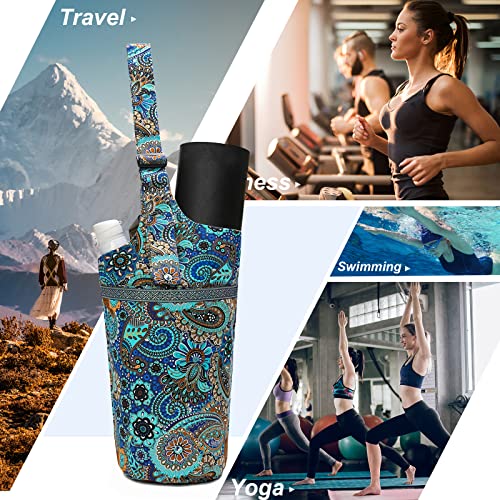 Yoga Mat Bag Cylinder for Women - Blue with Large Pocket