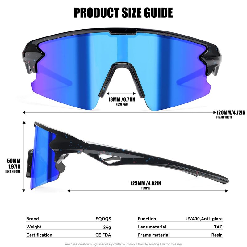 SQOQS Youth Baseball Sunglasses for Boys Girls Kids Sports Sun Glasses Softball Cycling UV400 Protection Ages 3-14