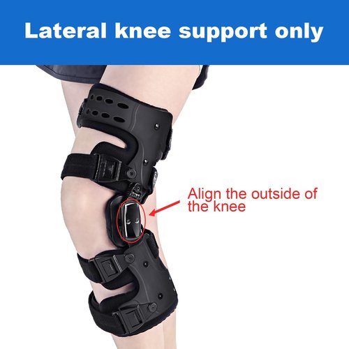 EZWORK OA Unloader Knee Brace - Arthritis Pain Relief, Osteoarthritis, Bone on Bone Knee Joint Pain, Cartilage Defect Repair, Avascular Necrosis Hinged, Degeneration (Black Left)