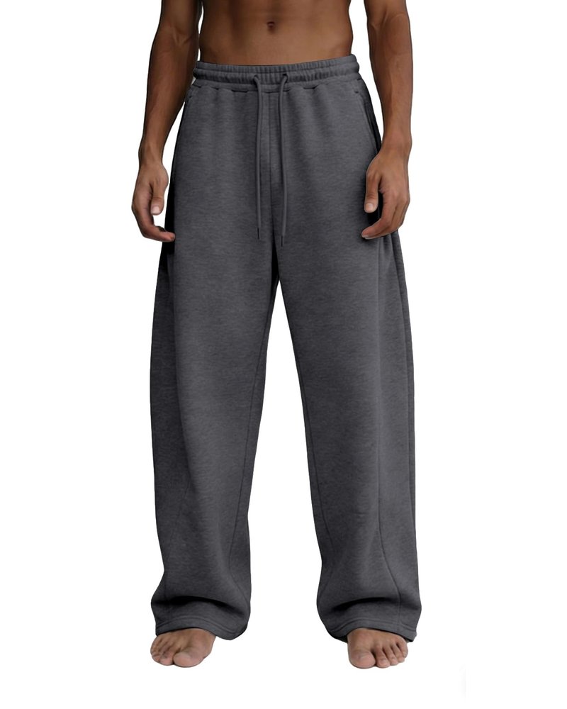 Tooprvix Men's Baggy Sweatpants Heavyweight Fleece Wide Leg Drawstring Sweat Pants,Casual Loose Lounge Joggers with Pockets Slacks for Athletic Hiking,Dark Grey