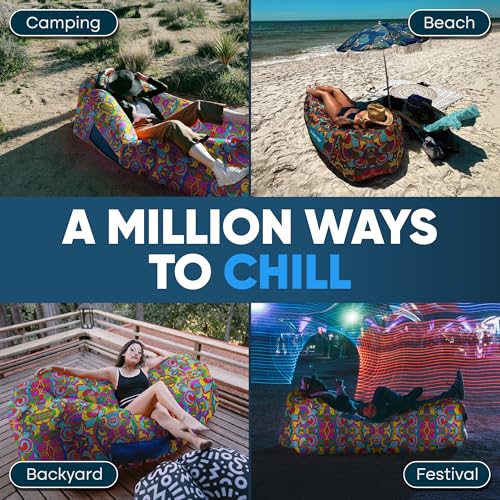 Chillbo 60s Psychedelic Inflatable Lounger for Camping & Outdoor Use