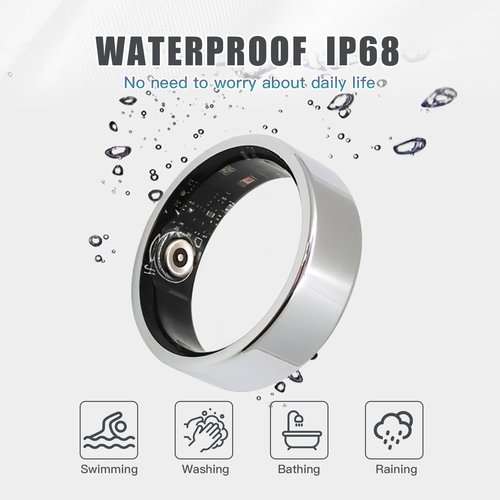 Kuxlagz Titanium Alloy Smart Ring - Heart Rate, Blood Oxygen, Sleep, Fitness Tracker - Exercise Wearable - Battery Life up to 15 Days - No Subscription fee - for iPhone and Android (Silver, 12#)