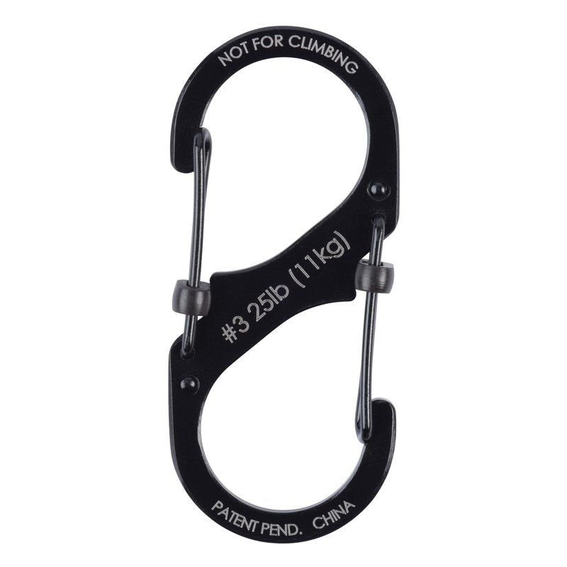 Nite Ize S-Biner Slidelock Stainless Steel - Double-Gated Design - Carabiner Clip with Locking Gates - Dual Carabiner Holder for Keys, Water Bottles & Gear - Size 3, Black, 4 Count (4 Pack)