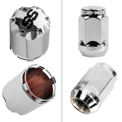 Roykaw Golf Cart Wheel Lug Nuts and Chrome SS Wheel Hub Cap Covers Kit for EZGO Club Car