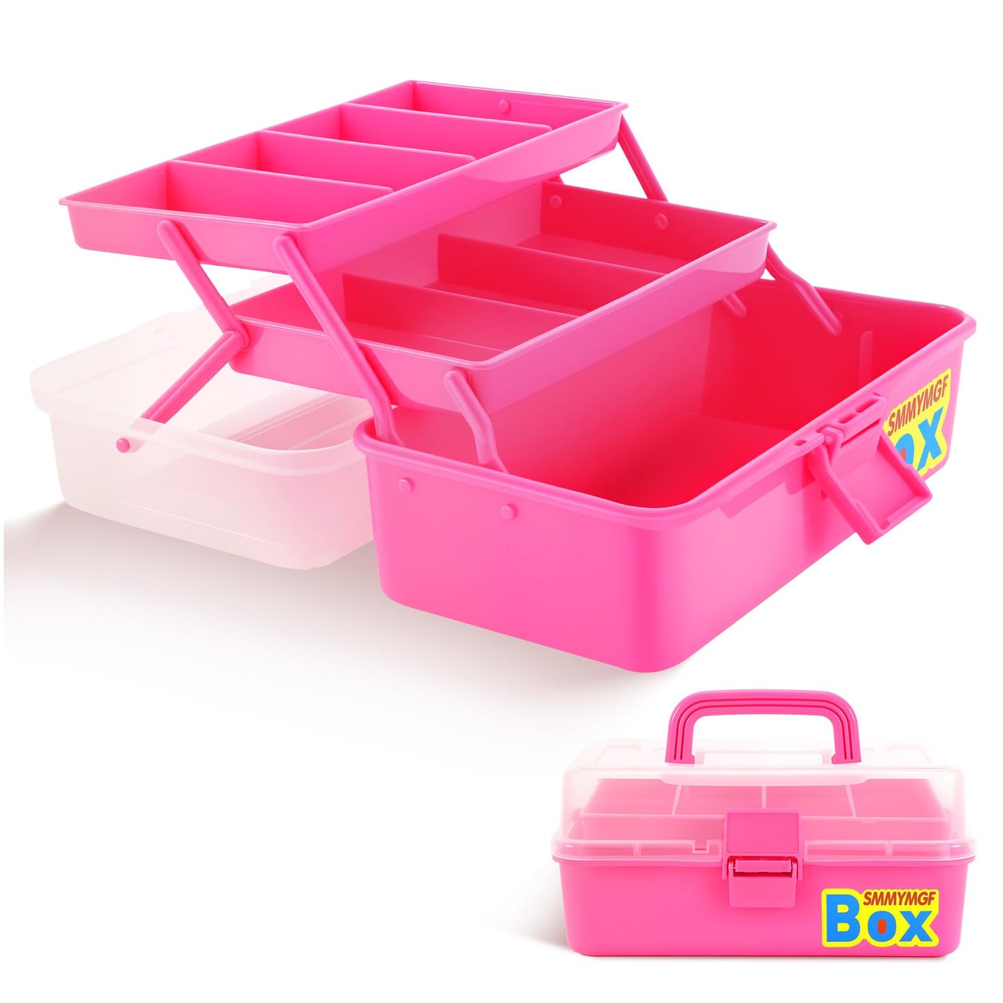 SMMYMGF 3-Layer Tackle Box Organizer, Storage Tool Box,Art & Crafts Case,Sewing Supplies Organizer,Fishing Tackle(pink)