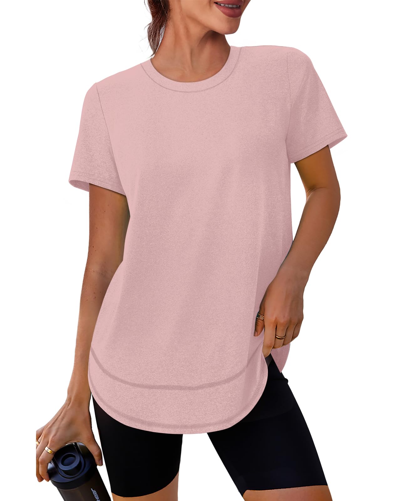 Oversized Tshirts for Women Dry Fit Plus Size Spring Clothes Summer Athletic Tops Workout Shirts Crewneck Blue 3XL