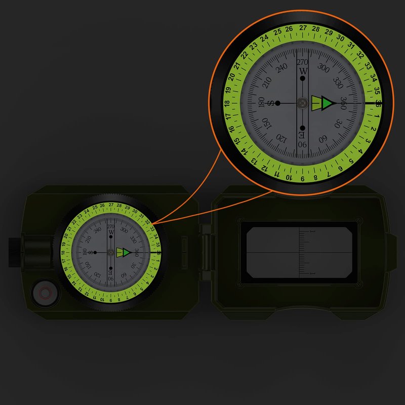 Proster IP54 Hiking Compass - Professional Military Compass with Sighting Clinometer Aluminum Alloy Camping Compass Waterproof with Carry Bag