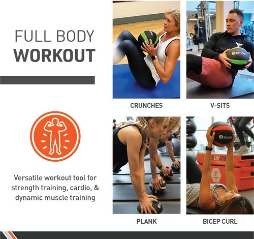 Body Sport Medicine Ball - Weighted Exercise Ball for At-Home Workouts | Cardio & Strength Training