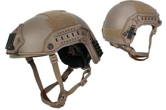 Lancer Tactical Large - X-Large Industrial ABS Plastic Constructed Maritime Helmet Adjustable Crown with 20mm Side Rail Adapter Velcro Padding NVG Shroud Bungee Retention (Dark Earth)