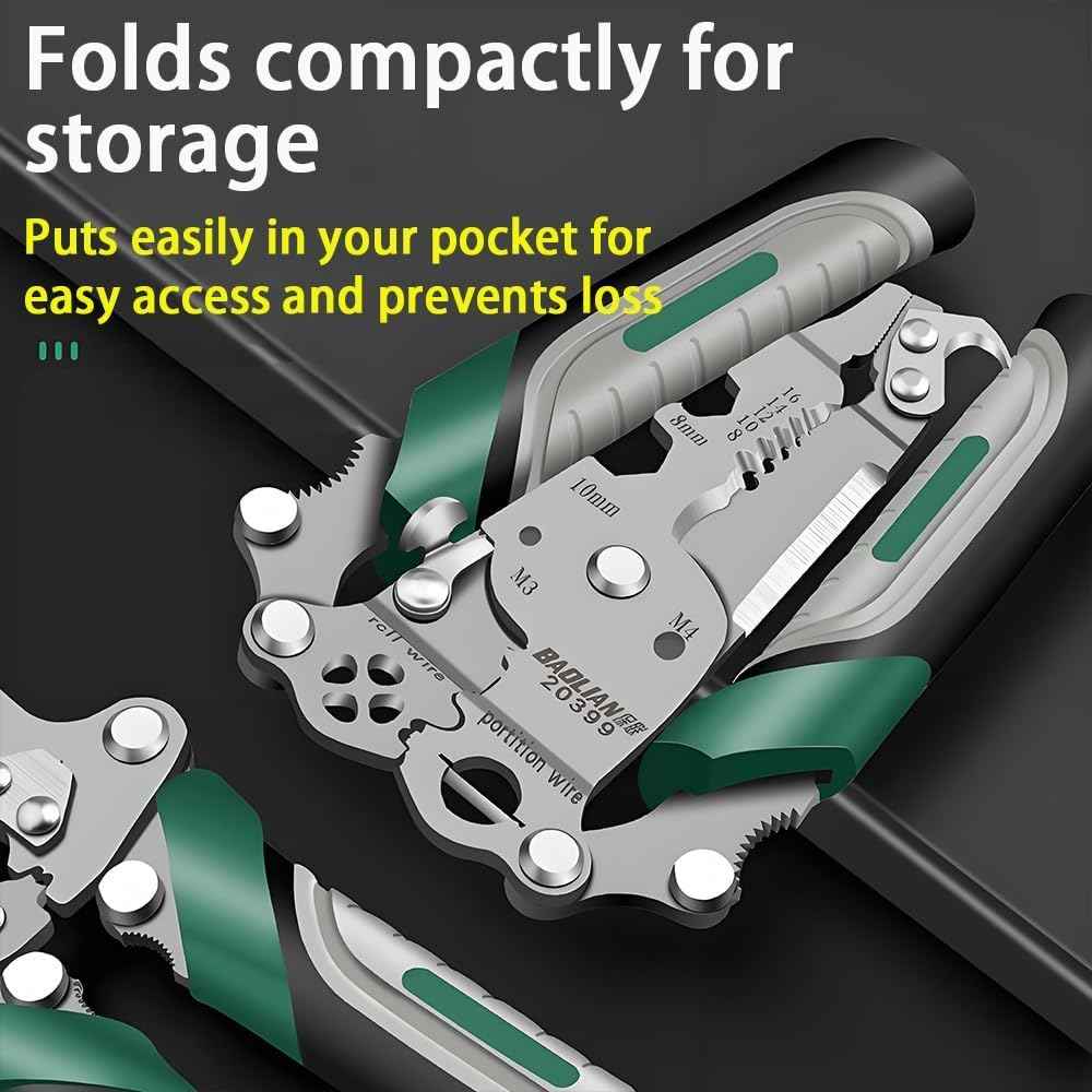 Folding Stylus Screwdriver Wire Stripper - 2025 New Tuvilo Electrical Pliers,Upgraded 20-in-1 Multi-function Electrician's Pliers,for Cutting And Pulling Wires Cable, Cable Cutters with Plier, Crimper