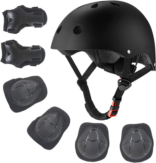 Skiennix Kids Bike Helmet - Adjustable Safety Helmet for Ages 2-14 with Protective Gear Set | Skateboard & Scooter Ready
