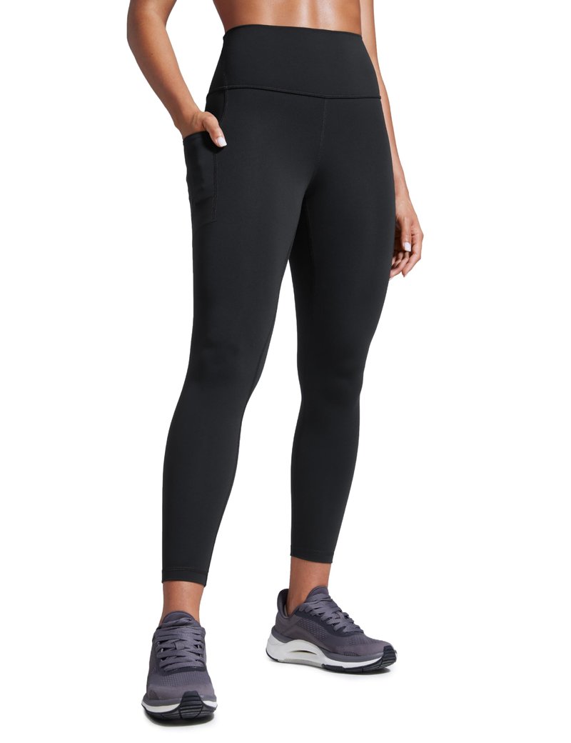 CRZ YOGA Butterbreeze Workout Leggings Pockets 25'' - High Waisted Athletic Gym Running Womens Yoga Pants Tummy Control Black Large
