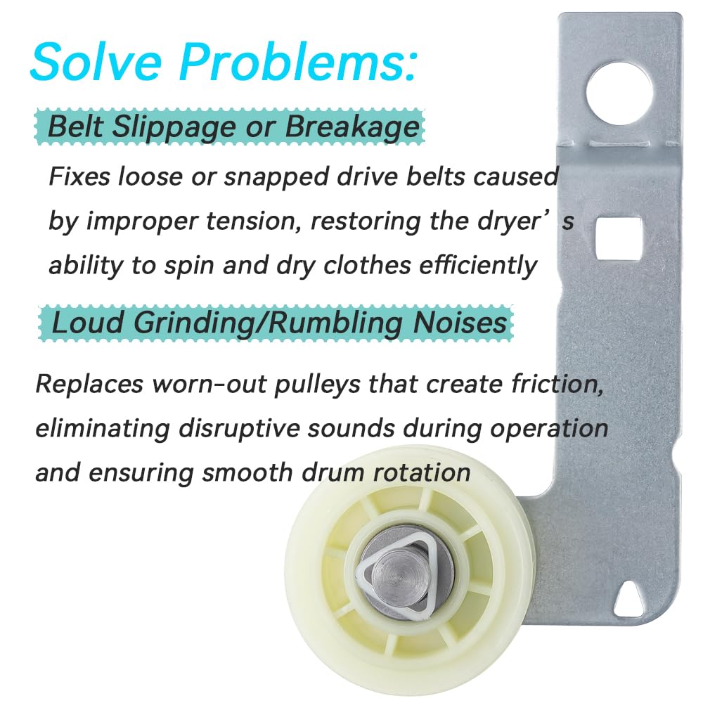 Dyer Idler Pulley for Maytag Bravos MEDB835DW4, Whirlpool Cabrio WED8000DW4, WED7500GC0, WED8500DC4 W10837240 Replacement.