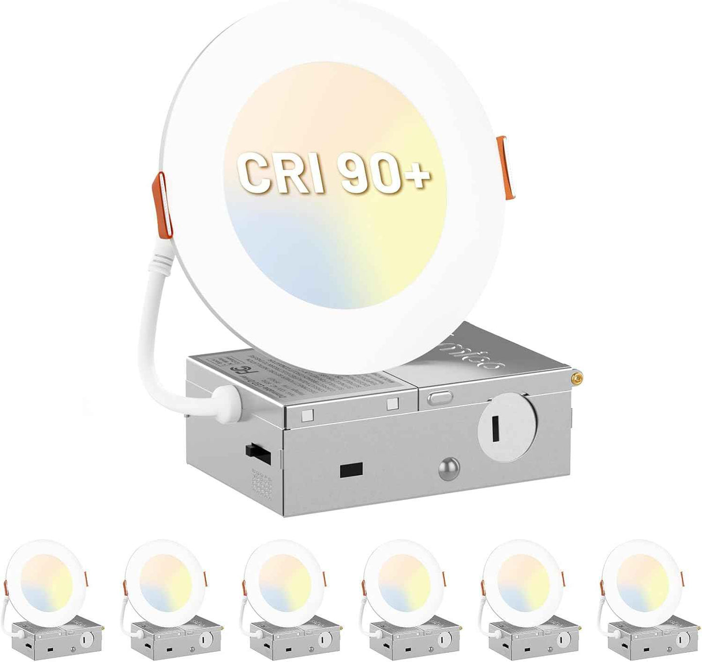 Ultra-Thin 6-Pack 6-Inch LED Recessed Ceiling Lights - Dimmable 5CCT 1100LM Wafer Downlights