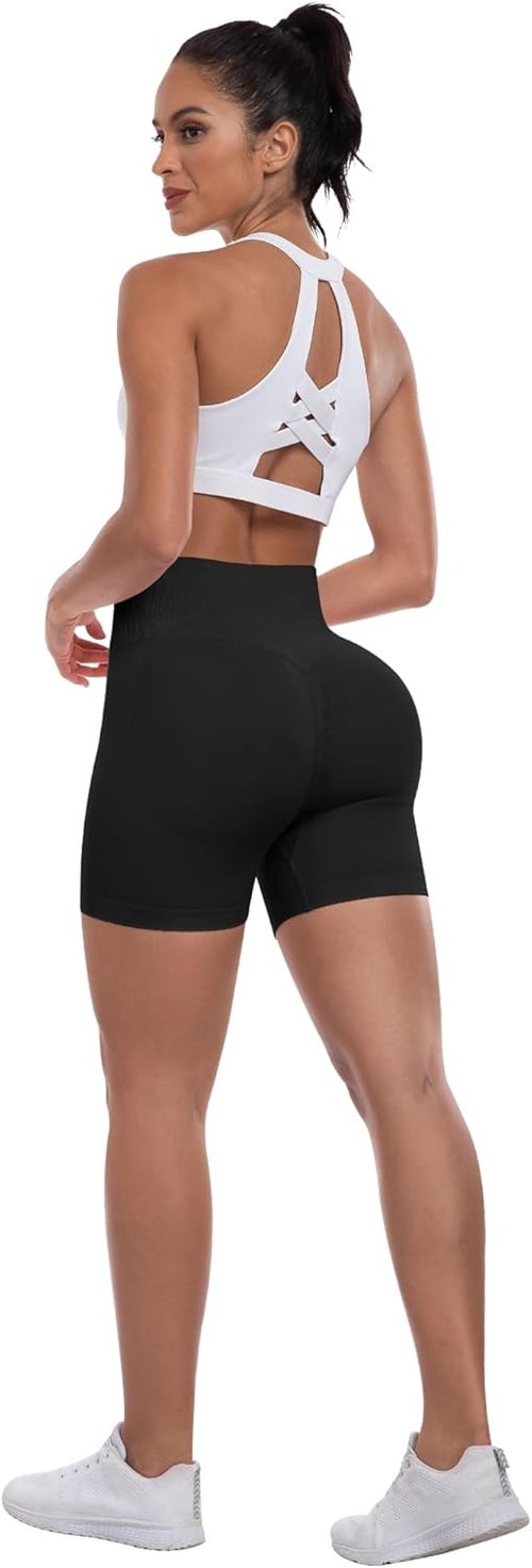 ATHVOTAR Women's Workout Gym Shorts - High Waisted Seamless Scrunch Butt Lifting Design