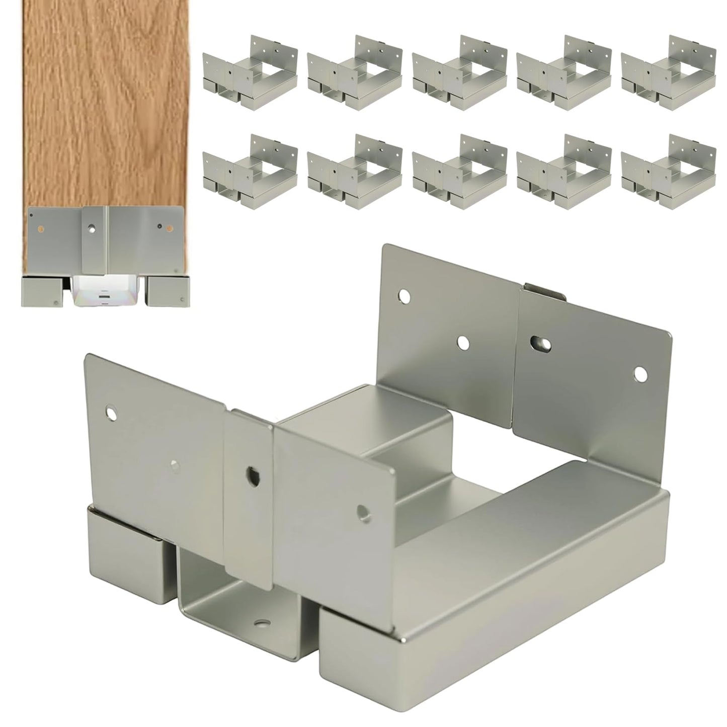 10 Pcs 6x6 Post Anchor Base, Adjustable Metal Post Bracket Post Base, Adjustable Galvanized Post Base Bracket for Deck Patio, Gazebo, Pergola