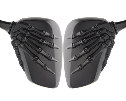 TOPCABIN 1 Pair Bicycle Mirror,Big View Bike Rear View Mirror Blindsight Multi Angle Adjustable Bike Mirror Billet Aluminum Chrome Plated Outside Skull Claw Style Also suitable for motorcycle mirror