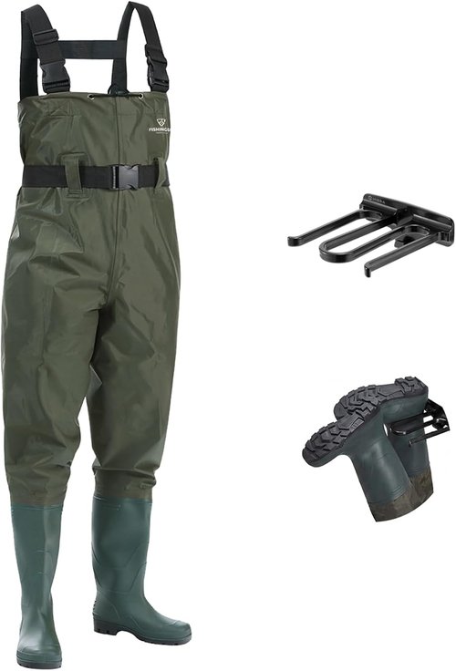 FISHINGSIR Fishing Waders - Waterproof 2-Ply Nylon/PVC Chest Wader with Boots for Men & Women