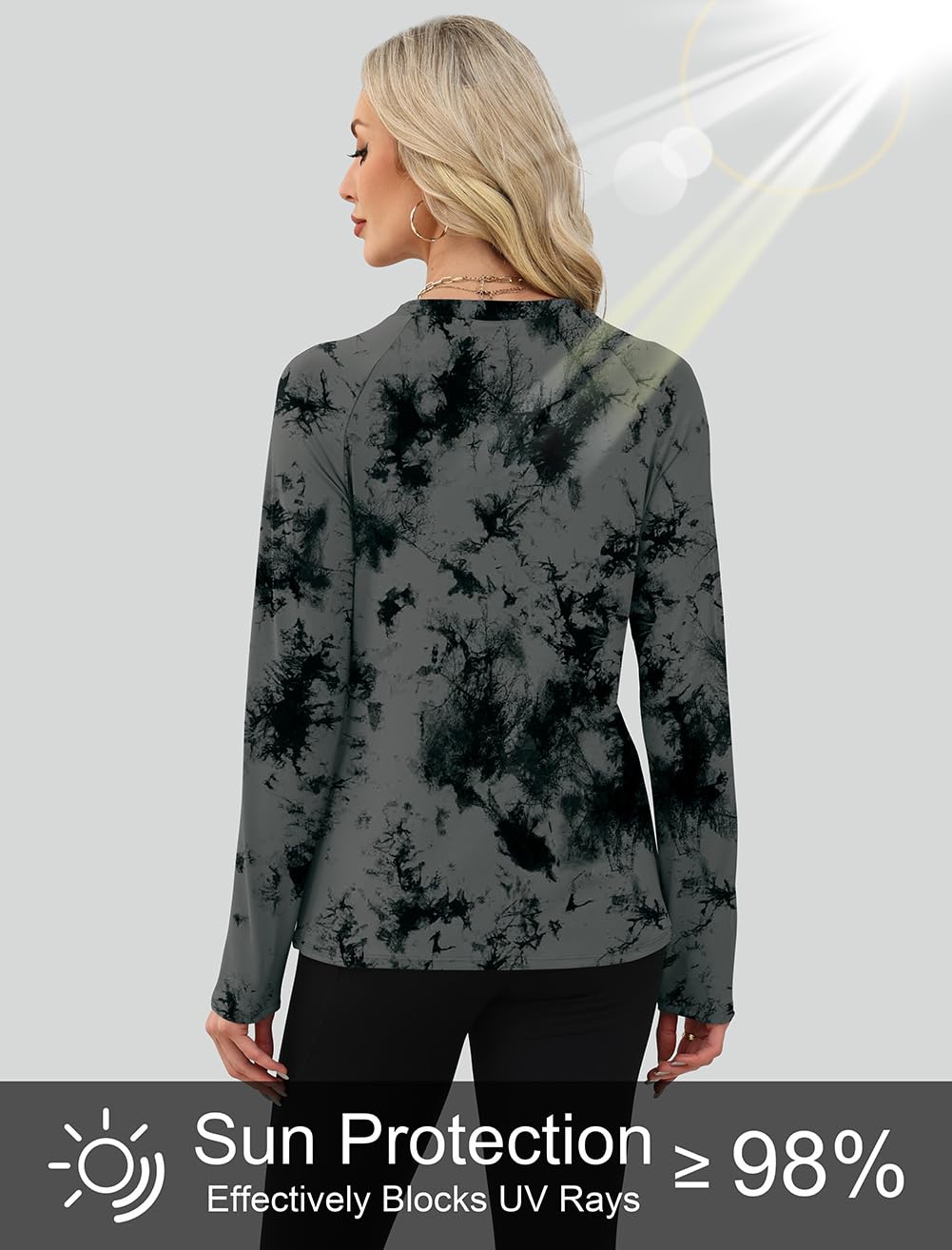 WIHOLL Workout Tops for Women Long Sleeve Sun Shirt UPF 50+ UV Protection Outdoor Running Hiking Gym ClothesFall Fashion Must Haves Black M