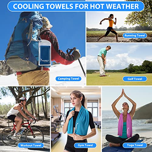 Instant Cooling Towel 40x12 - Breathable Microfiber Neck Wrap - Dark Blue