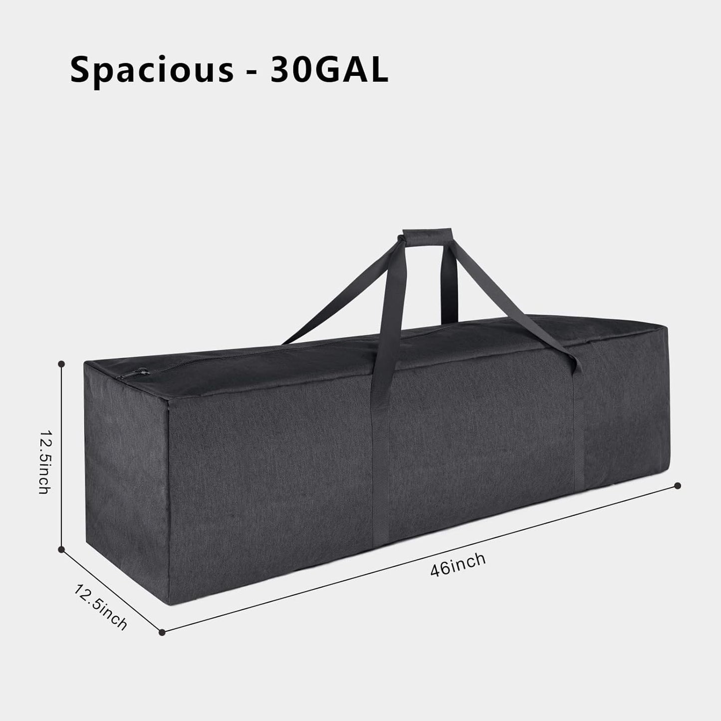 TOPDesign Extra Large Zippered Duffel Bag - 46 Inch Waterproof Travel & Sports Storage (Grey)