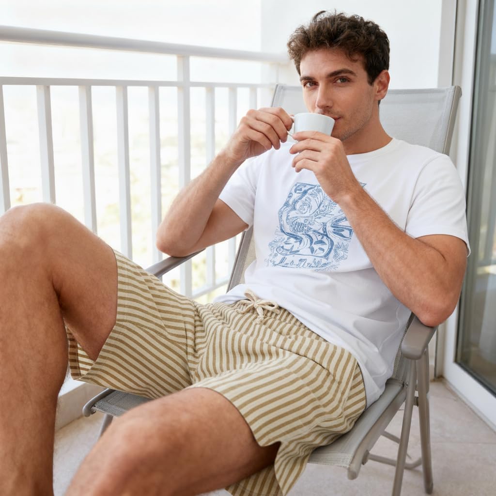 Skiennix 2-in-1 Seersucker Men’s Swim Trunks - Quick Dry with Compression Liner & Zipper Pockets | 7 Inches