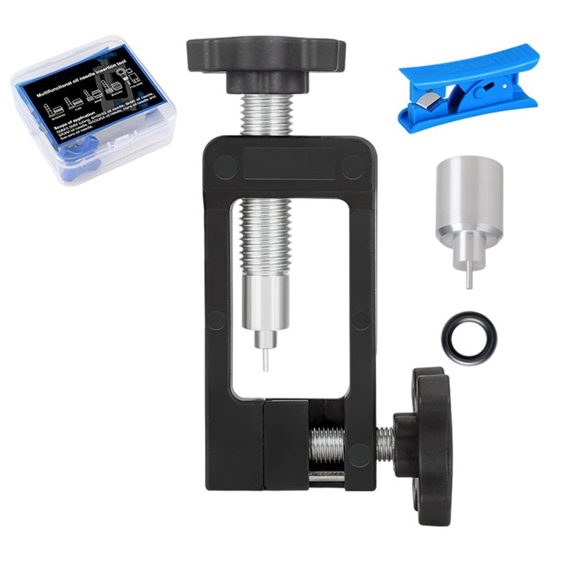 Tailcle 2 in 1 Bicycle Hydraulic Hose Cutter and Needle Driver Tool for MTB Road Bicycle - Olive Banjo Fitting Install, Compatible with Most Needle Drivers (Black)