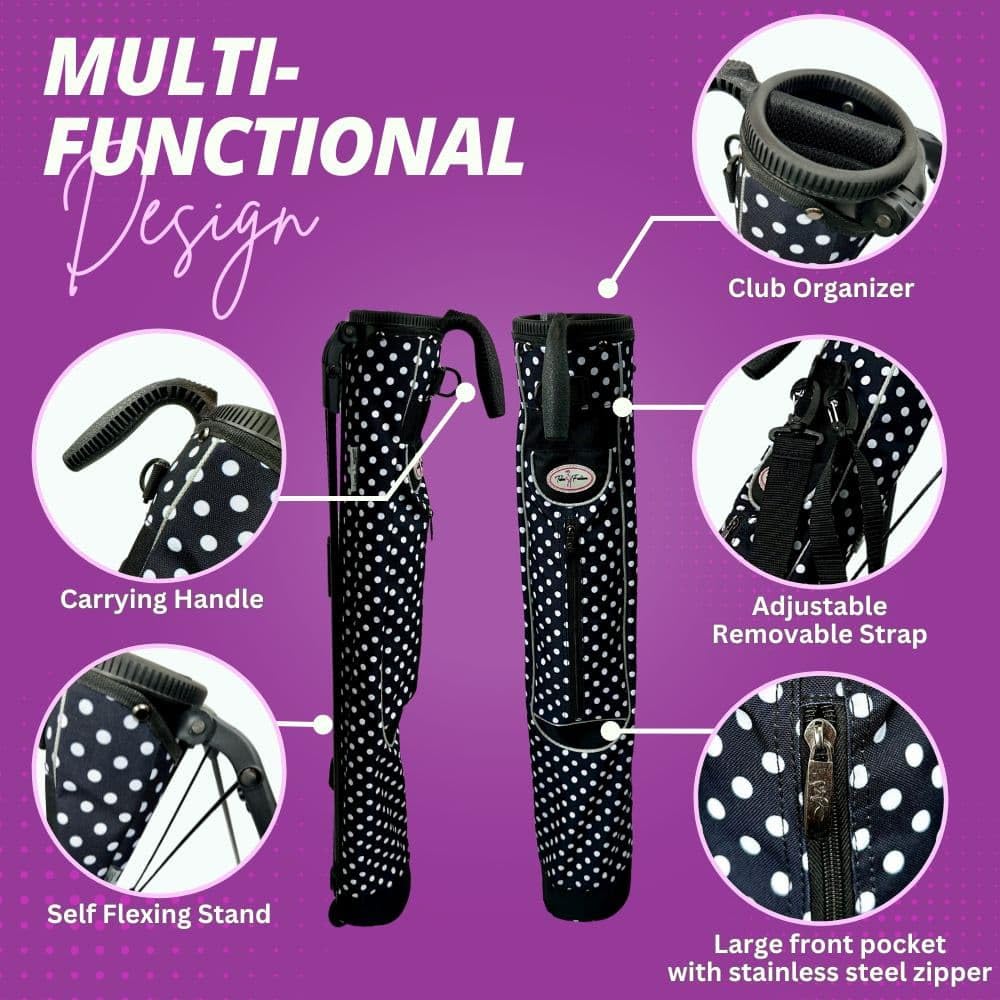 Taboo Fashion Sunday Golf Bags for Women - Lightweight Golf Range Bag with Self Flexing Stand and Shoulder Strap for Driving Range, Par 3 or Executive Course (City Lights)
