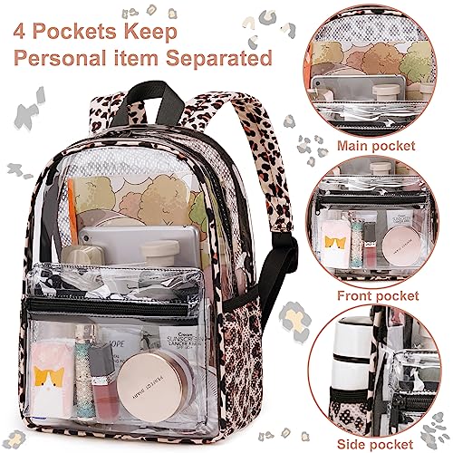 BTOOP Mini Clear Backpack for Stadium 12x9x5 in Light Leopard, Fits 12x12x6 Bags