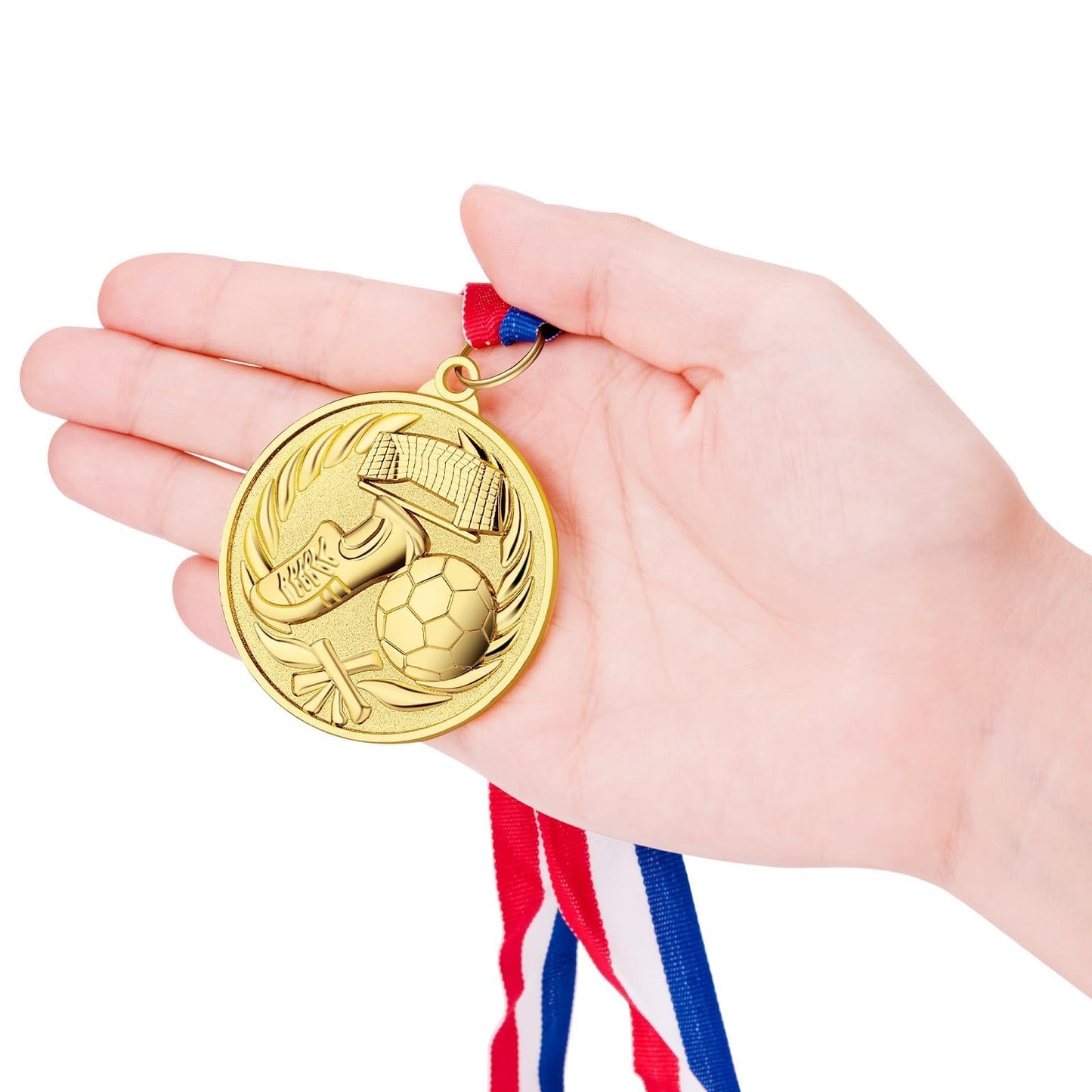 SOKOSEY 12 Packs Soccer Medals, 2 Inches Metal Gold Award Medals for Sports Soccer Games and Prizes Awards Party Favors
