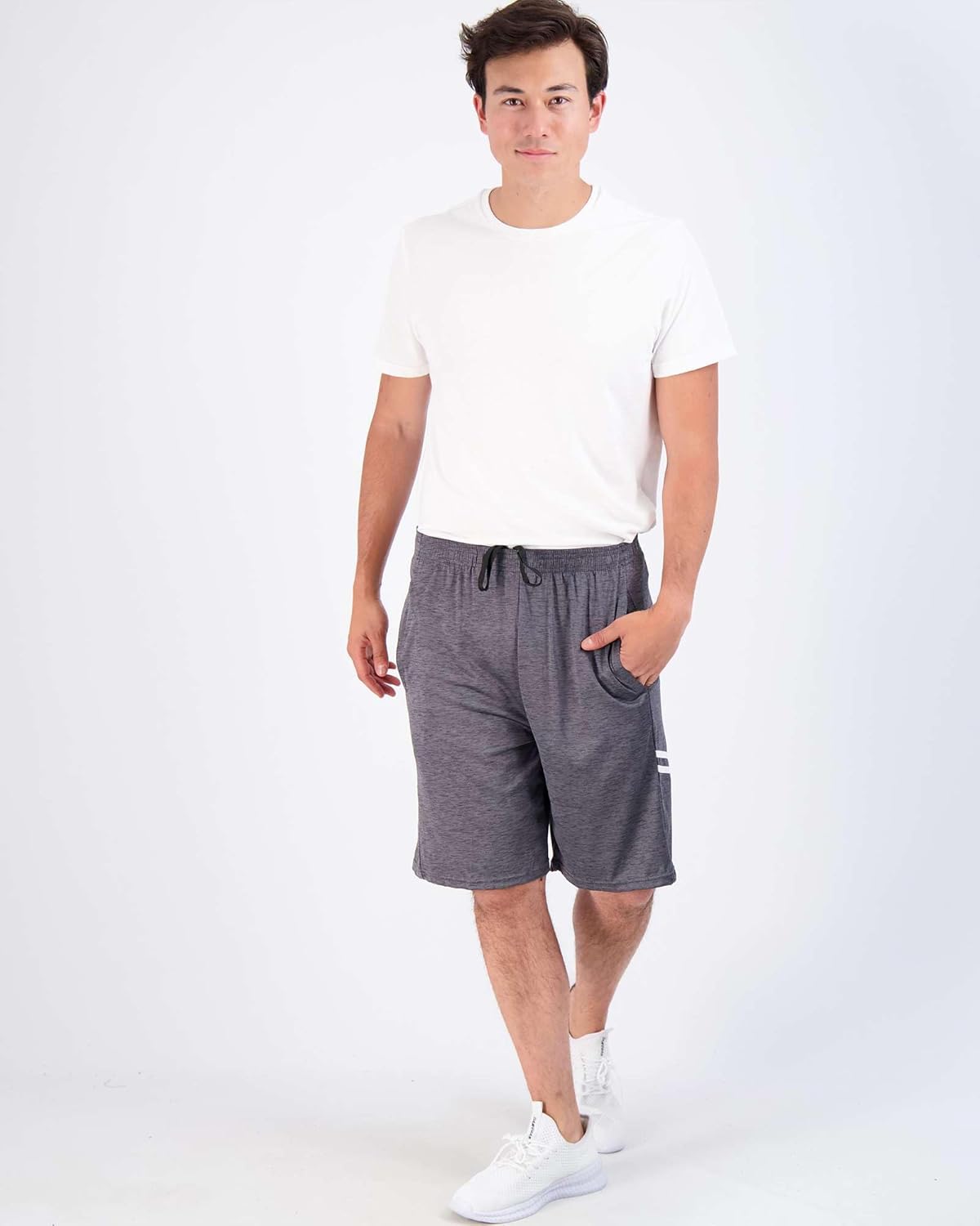Real Essentials Men's Dry-Fit 9" Shorts - 5 Pack for Gym, Basketball, Running & Casual Wear