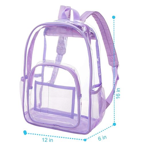 CCJPX Clear Backpack, Transparent Bookbag Heavy Duty See Through Backpacks for Women - Purple One Size