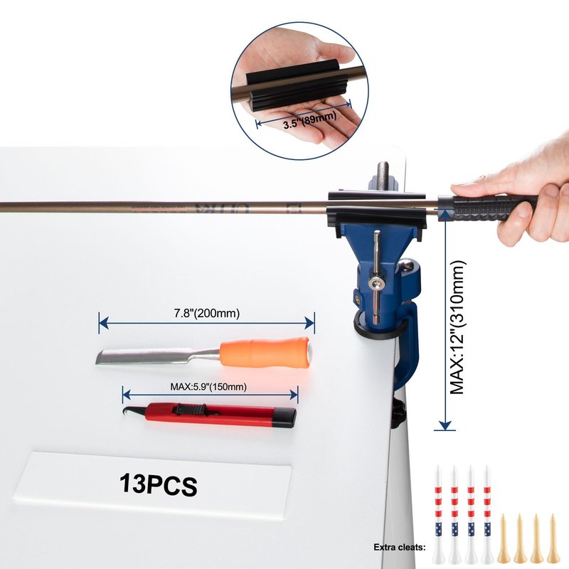Golf Grip Repair Tabe Kit golf grip station Complete Regripping Tool: 360° Vise Clamp, Hook Blade, 15 Tapes, Rubber Sleeve with 8 Premium Tees for Home/Garage DIY Golfers Gifting