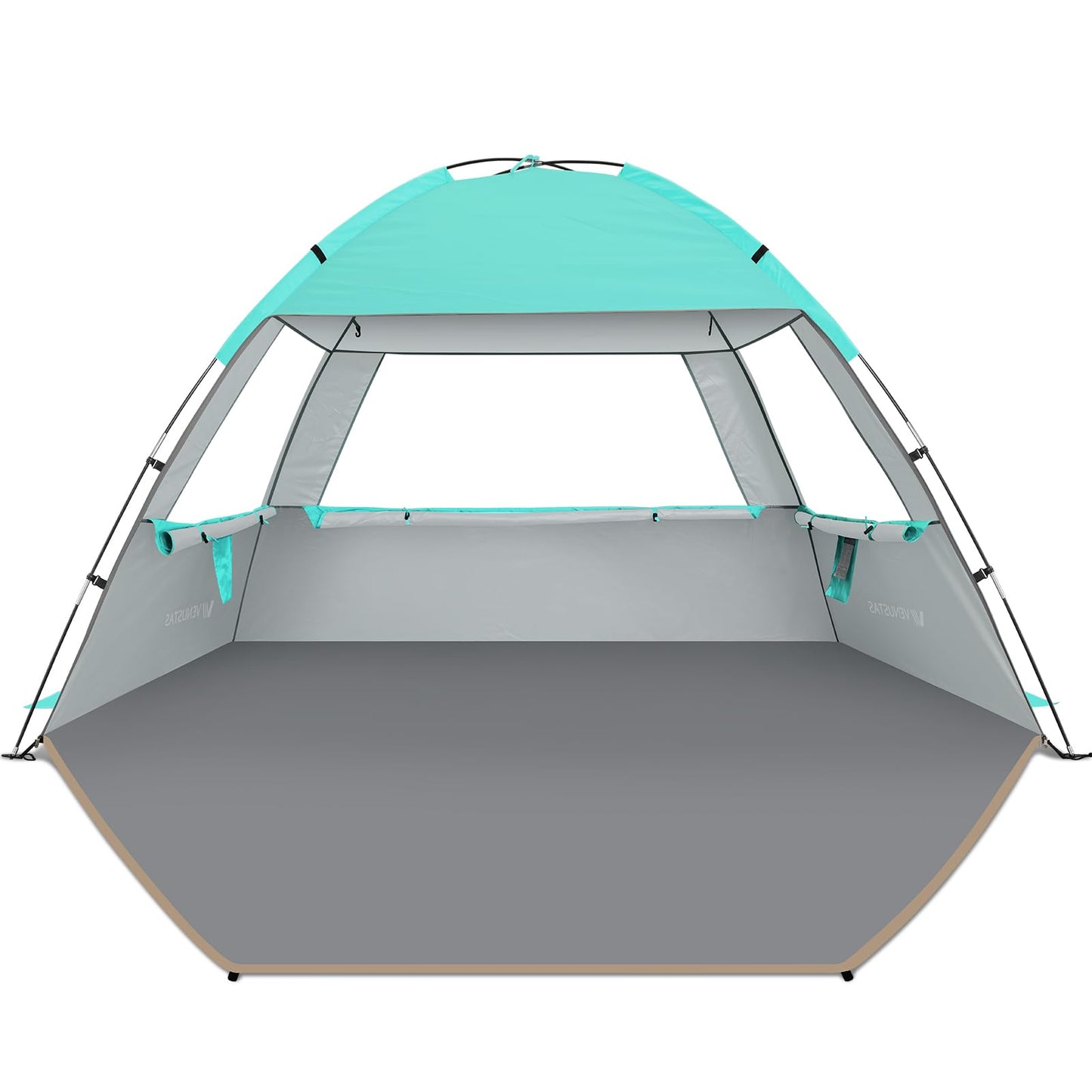 Venustas Beach Tent Sun Shelter for 3/4/6/8 Person, UPF 50+ UV Protection Beach Canopy, Lightweight and Easy Setup Cabana, Portable Beach Shade Tent