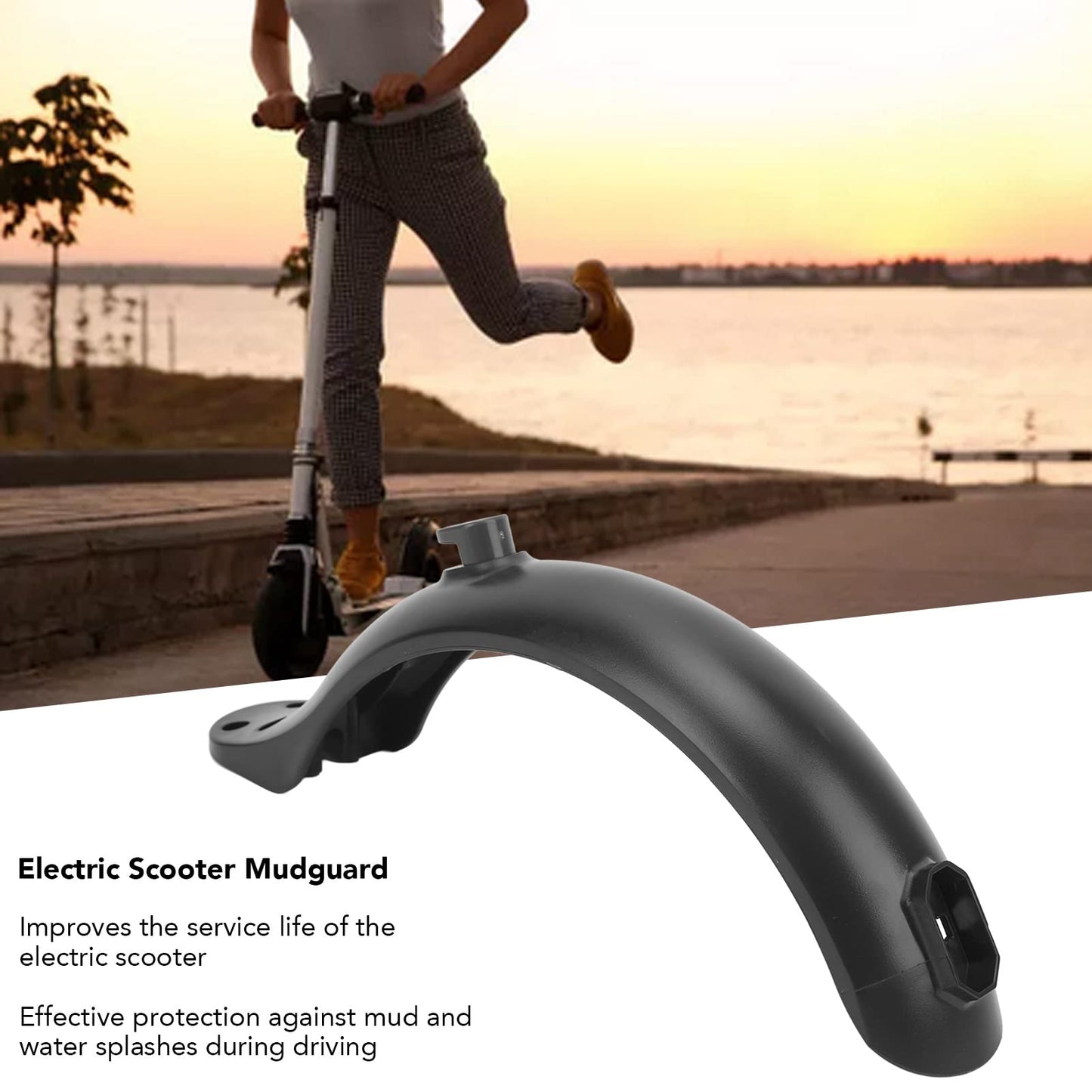 Odorkle Electric Scooter Mudguard, 4 Hole Scooter Rear Black MudguardProof Mudguard Support Replacement for Neat Driving, Odorklepw3ae2dx7b
