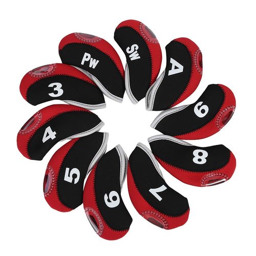 Iron Covers, Iron Covers, Iron Set Covers, Neoprene Iron Protective Headcover Set, Cover, 10pcs/Set(Black&Red)